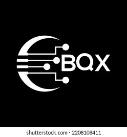 BQX Letter logo black background .BQX technology logo design vector image in illustrator .BQX letter logo design for entrepreneur and business.
