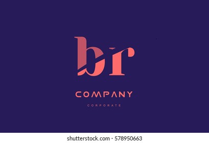 br b r alphabet small letter blue pink creative design vector company logo icon template 