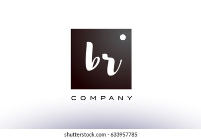 BR B R black white handwritten handwriting alphabet company letter logo square design template dot dots creative abstract