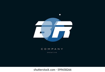 br b r  blue circle dot big font alphabet company letter logo white design vector icon template 
