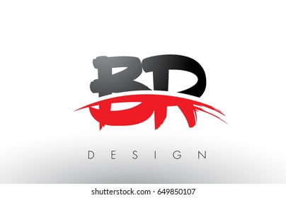 BR B R Brush Logo Letters Design with Red and Black Colors and Brush Letter Concept.