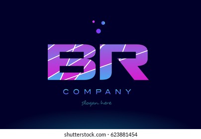 br b r  creative color blue background pink purple magenta alphabet letter company logo vector icon