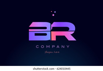 br b r creative color blue background pink purple blue magenta alphabet letter company logo vector icon design