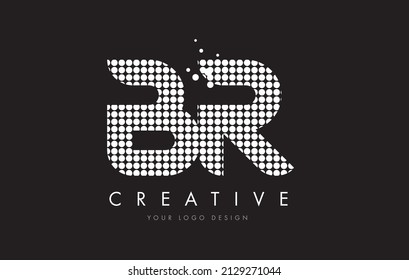 BR B R Dots Letter Logo Design White Magenta Bubble Circles and Swoosh
