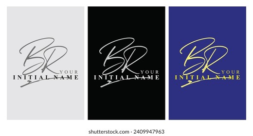 br b r escritura a mano inicial br marca de escritura a mano inicial plantilla de logotipo de firma de escritura a mano vectorial