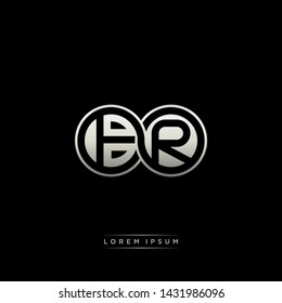 BR B R initial letter linked circle capital monogram logo modern template silver color edition