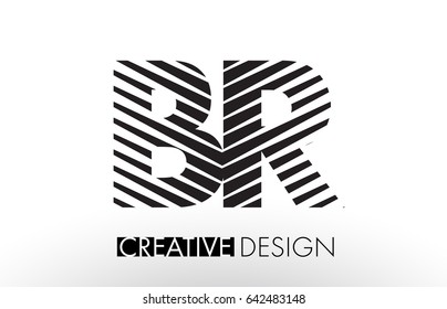 BR B R Lines Letter Design with Creative Elegant Zebra Vector Illustration.
