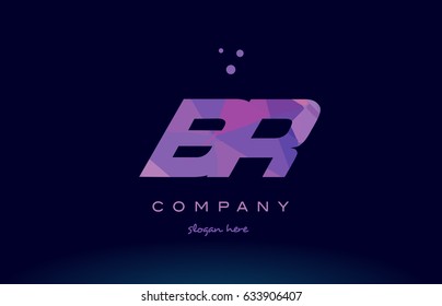 br b r polygon polygonal letter alphabet text pink purple dots creative company logo vector icon design template