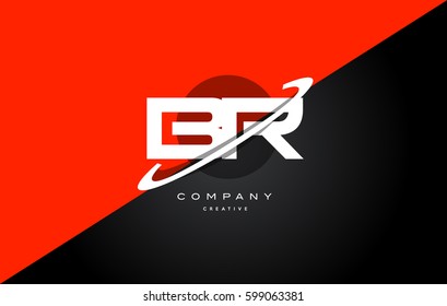 br b r  red black white technology swoosh alphabet company letter logo design vector icon template 