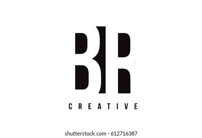 BR B R White Letter Logo Design with Black Square Vector Illustration Template.