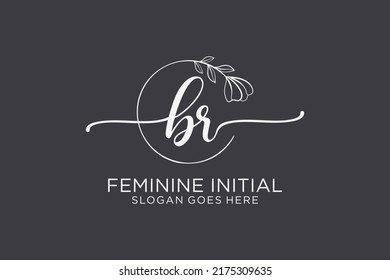 Monograma de belleza BR y elegante logo de diseño para escritura a mano de marca inicial, boda, moda, floral y botánica con plantilla creativa.