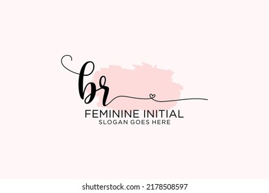 BR beauty monogram and elegant logo design handwriting logo of initial signature, wedding, fashion, floral and botanical with creative template.