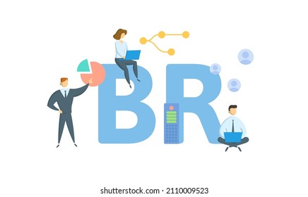 BR, Bounce Rate. Concept with keyword, people and icons. Flat vector illustration. Isolated on white.