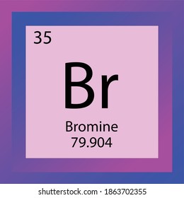 Br Bromine Chemical Element Periodic Table. Single element vector illustration, Halogens element icon with molar mass and atomic number for laboratory, science or chemistry education.