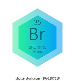 Br Bromine Chemical Element Periodic Table. Hexagon gradient vector illustration, simple clean style Icon with molar mass and atomic number for Lab, science or chemistry education.