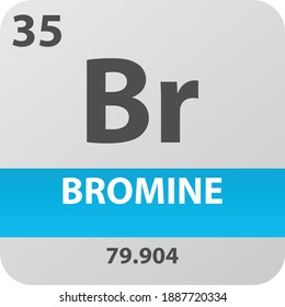 Br Bromine Halogen Chemical Element Periodic Table. Single vector illustration, colorful clean style Icon with molar mass and atomic number for Lab, science or chemistry education.