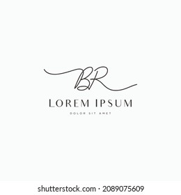 BR capital letter cursive lettering logo icon sign design vector illustration template