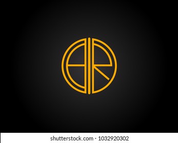 BR Circle Shape golden yellow Letter logo Design
