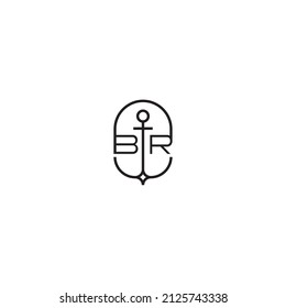 BR creative letter logo design in anchor concept with high quality professional design that will print well across any print media