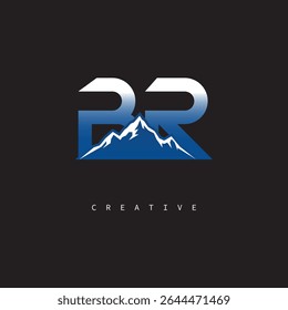 BR Creative Mountain Logo Negrito Gradiente Letra marca Branding Design para marcas de negócios ao ar livre