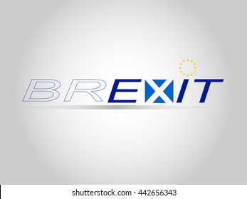 Br exit text with exit text that x character represents as Scotland flag on grey shade of background.