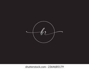 BR initial handwriting letter logo design and monogram logo