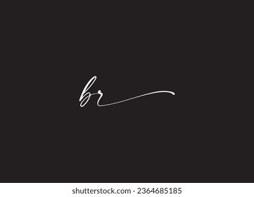 Diseño del logotipo de la letra manuscrita inicial BR y logotipo de monograma