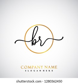 BR Initial Handwriting logo template vector