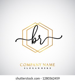 BR Initial Handwriting logo template vector