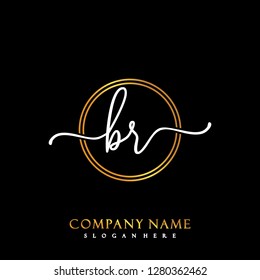 BR Initial Handwriting logo template vector