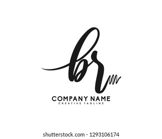 BR Initial Handwriting Logo Template Vector