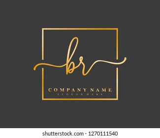 BR Initial handwriting square minimalist logo vector