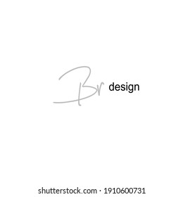 BR initial handwritten calligraphy, for monogram and logo