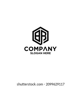BR Letra inicial vector de logotipo hexagonal