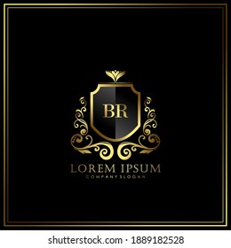 BR Initial Letter Luxury Logo template in vector art for Restaurant, Royalty, Boutique, Cafe, Hotel, Heraldic, Jewelry, Fashion and other vector illustration.
