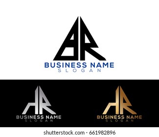BR initial letters linked triangle shape logo

