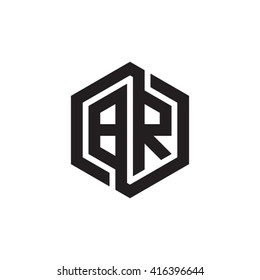 BR initial letters loop linked hexagon monogram logo