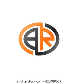 BR initial letters looping linked ellipse logo orange black