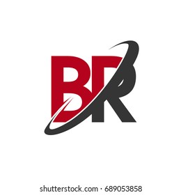 BR initial logo company name colored red and black swoosh design, isolated on white background. vector logo for business and company identity.