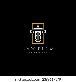 BR initial monogram logo for lawfirm with pillar in creative square design