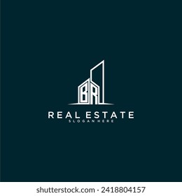 BR initial monogram logo real estate with building style design vector