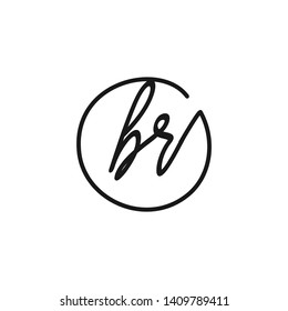 BR initial signature logo. handwriting logo template vector,