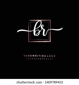 BR initial signature logo. handwriting logo template vector,