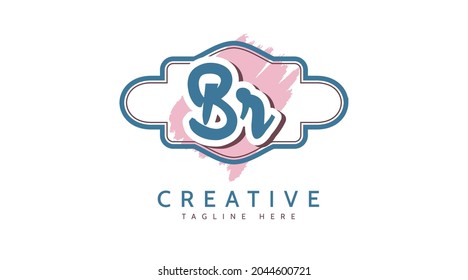 BR Initials, handwriting logo vector