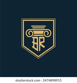 Logotipo del abogado del bufete de abogados con el elemento de la ley creativa