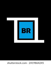 Diseño de logotipo BR Latter con fondo negro