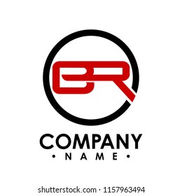 BR letter with circle shape logo design vector illustration template
