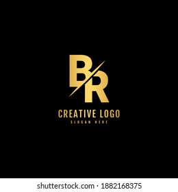BR letter combination logo with slash concept. Typography for company and business logo.