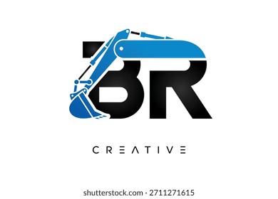 BR Letter Excavator Construction Logo for Engineering and Industrial Company Branding