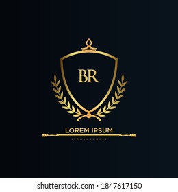 BR Letter Initial with Royal Template.elegant with crown logo vector, Creative Lettering Logo Vector Illustration.
